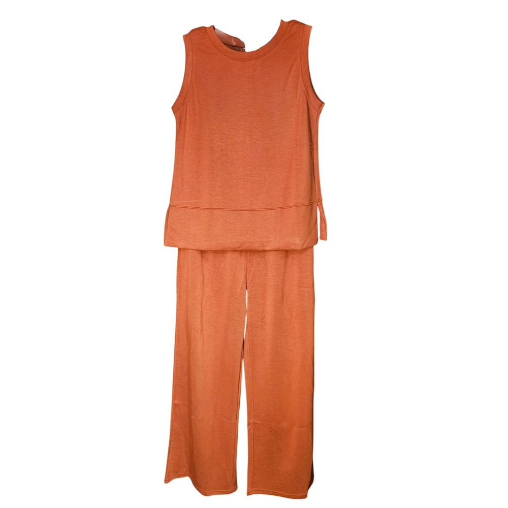 Sleeveless Two-Piece Set in Terracotta Orange